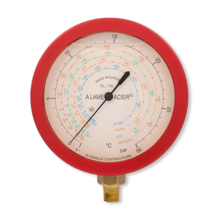 Blondelle HD-Manometer 80mm 1/8 NPT unten -1 – 30bar für R134a R404A