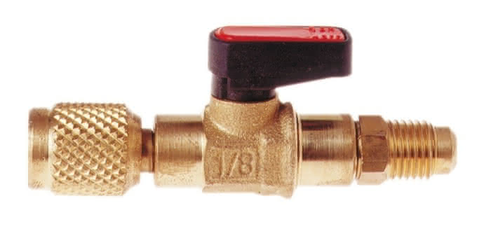 ITE Kugelventil BVS-04-R rot mit Ventilkerndrücker für Füllschlauch 1/4″ SAE außen/innen