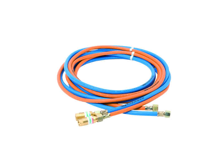 Perkeo 5m-Schlauchpaket P/S 4×3,5mmmit eingepresster Sicherung G1/4″RHxG3/8″LH